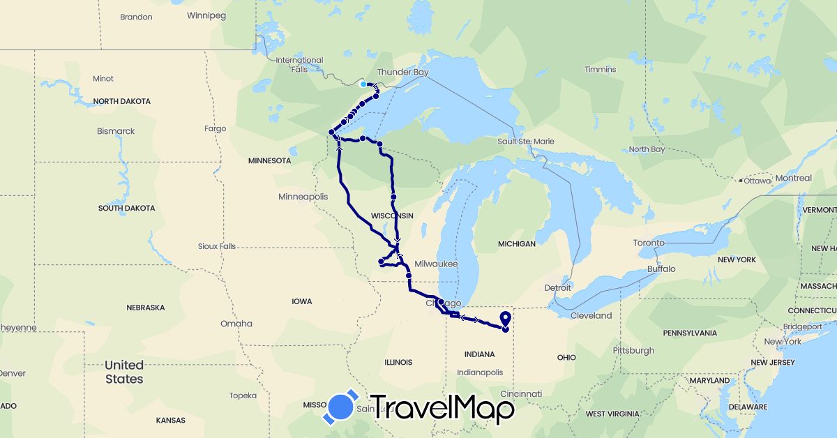 TravelMap itinerary: driving, hiking, boat in United States (North America)