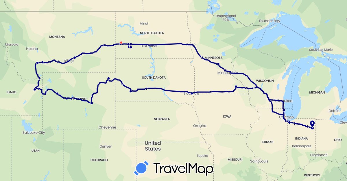 TravelMap itinerary: driving, hiking in United States (North America)