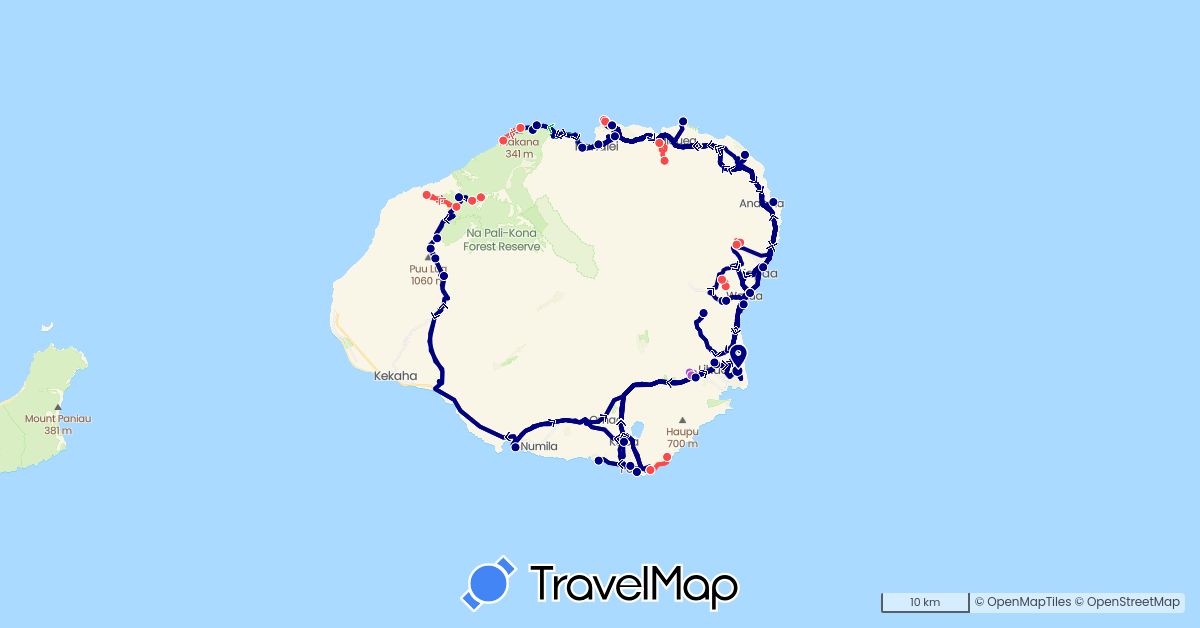 TravelMap itinerary: driving, bus, train, hiking in United States (North America)