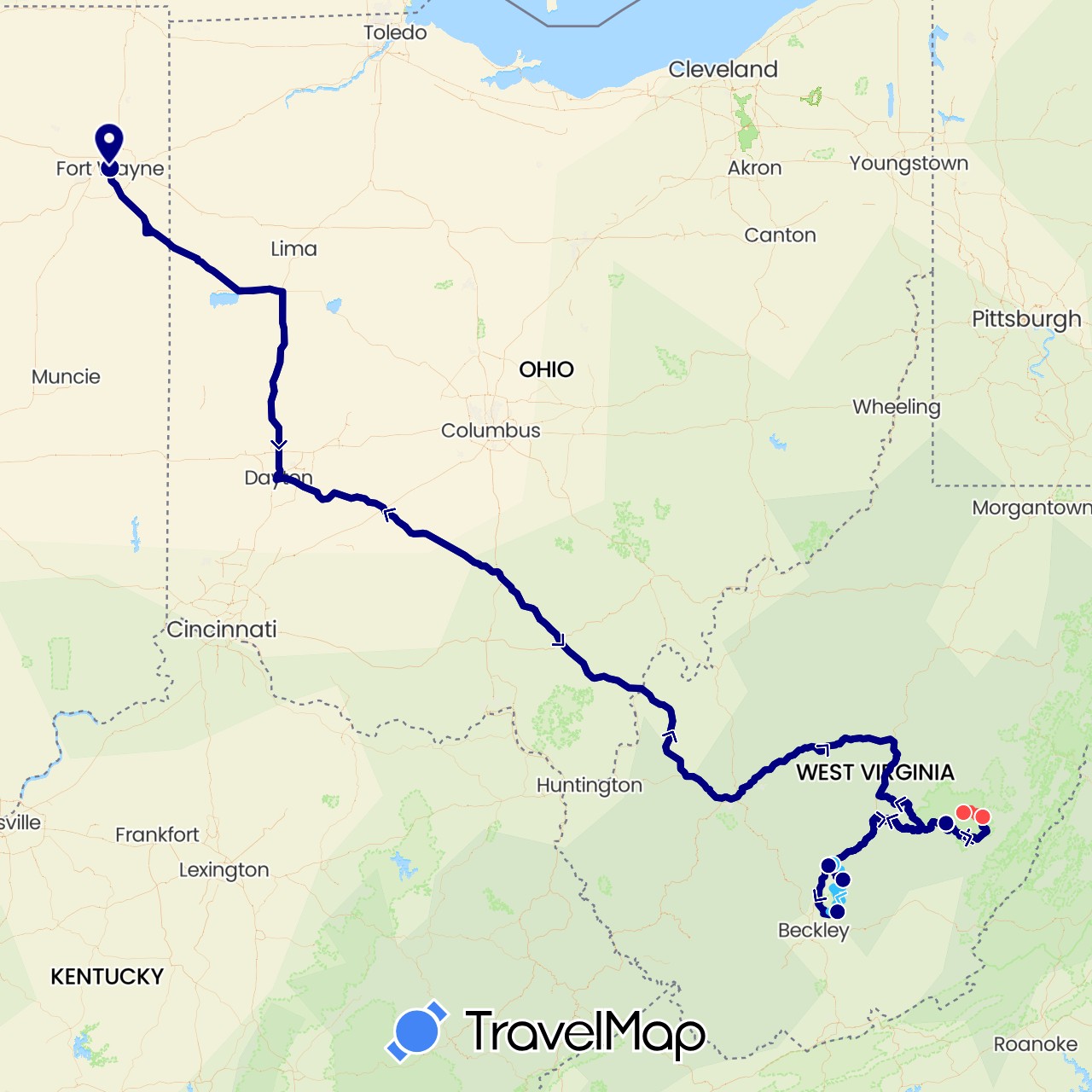 TravelMap itinerary: driving, hiking, boat in United States (North America)